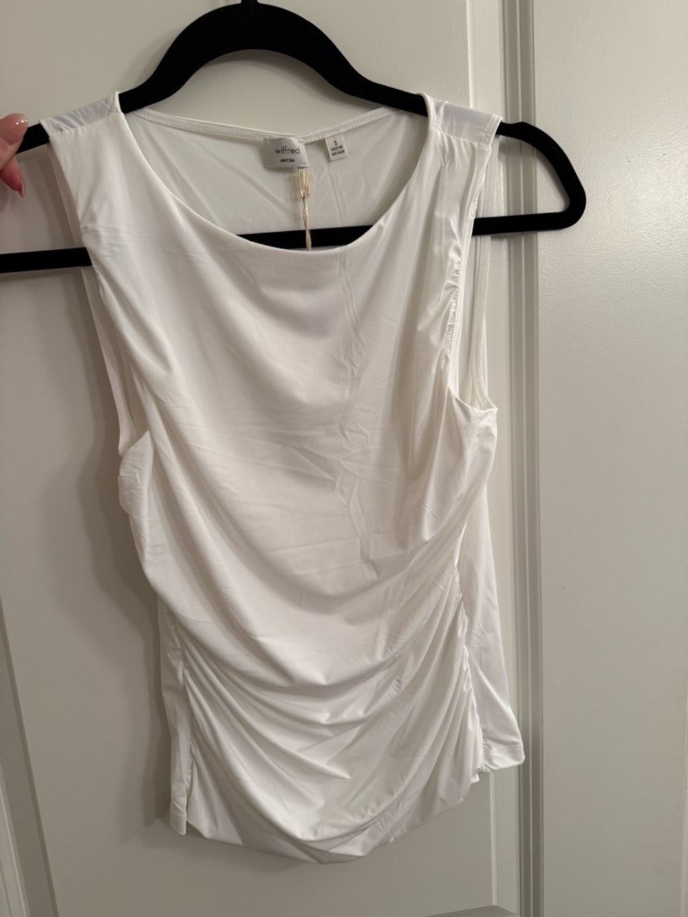 ARITZIA white Wilfred ruched top